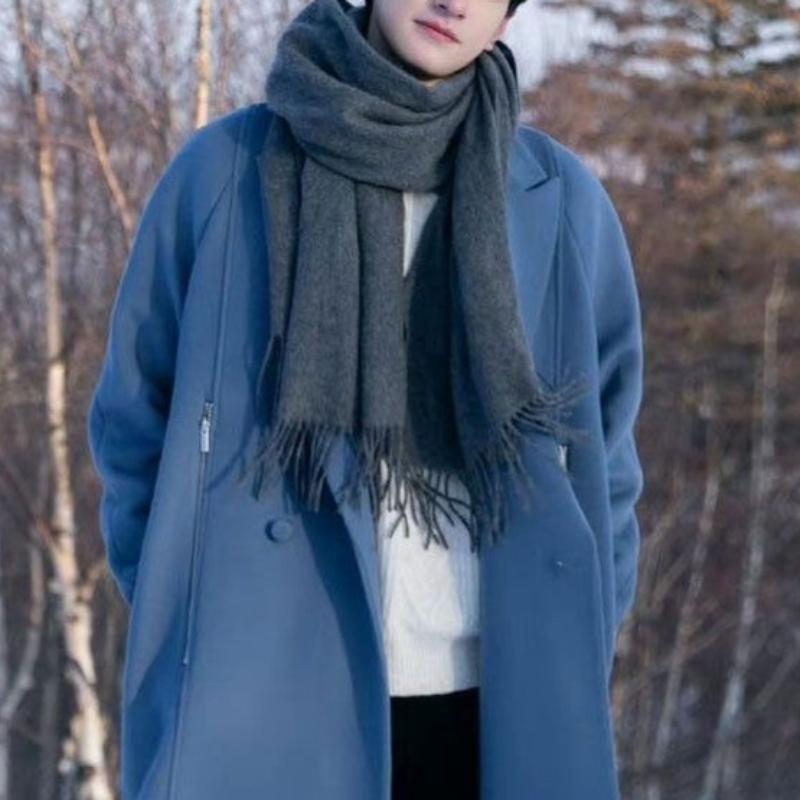 Herbst und Winter Damen Vintage Reine Farbe Verdickter Thermo-Quastenschal dunkelgraue von Joom DACH