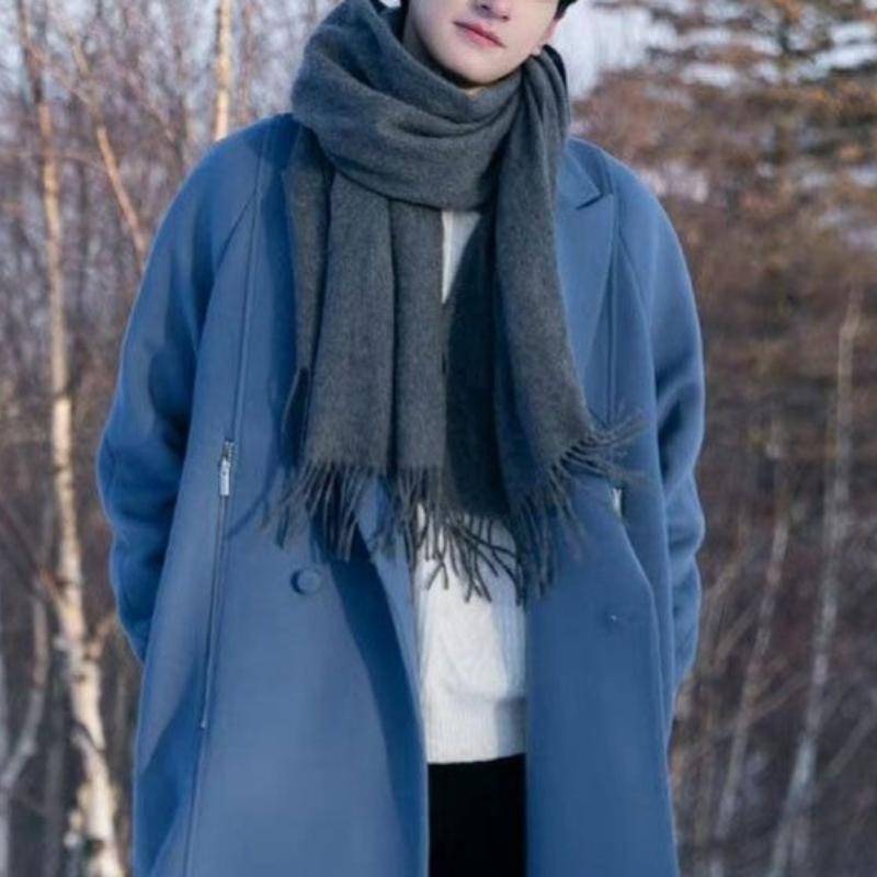 Herbst und Winter Damen Vintage Reine Farbe Verdickter Thermo-Quastenschal dunkelgraue von Joom DACH