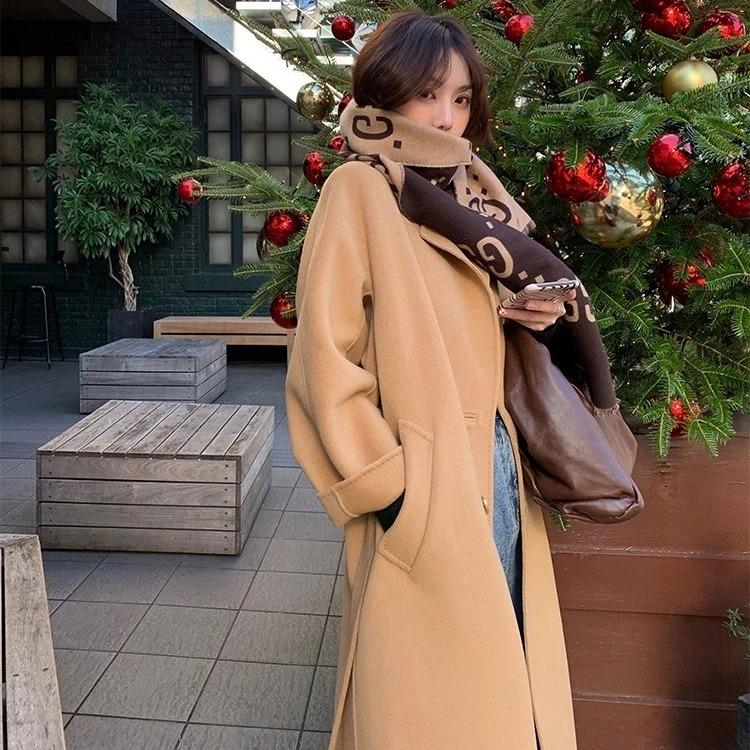 Herbst und Winter Damen doppelseitiger Kaschmirmantel, langer Abschnitt mit elegantem Temperament M kamelfarben von Joom DACH