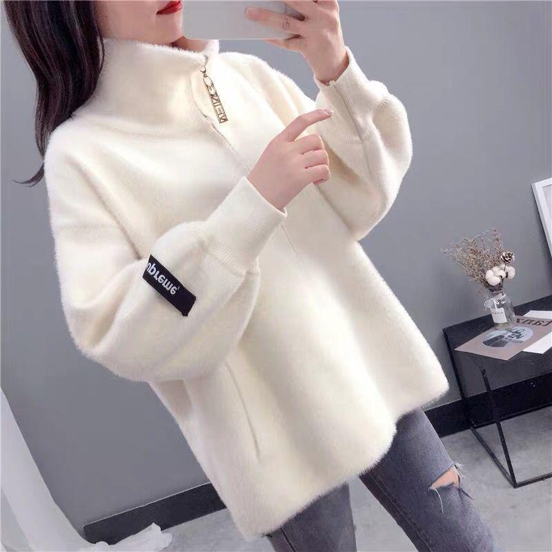 Herbst und Winter Damen kurze Strickjacke verliert kein Fell Nerz Samt lose Mantel verdickt All-Match-Top M beige von Joom DACH