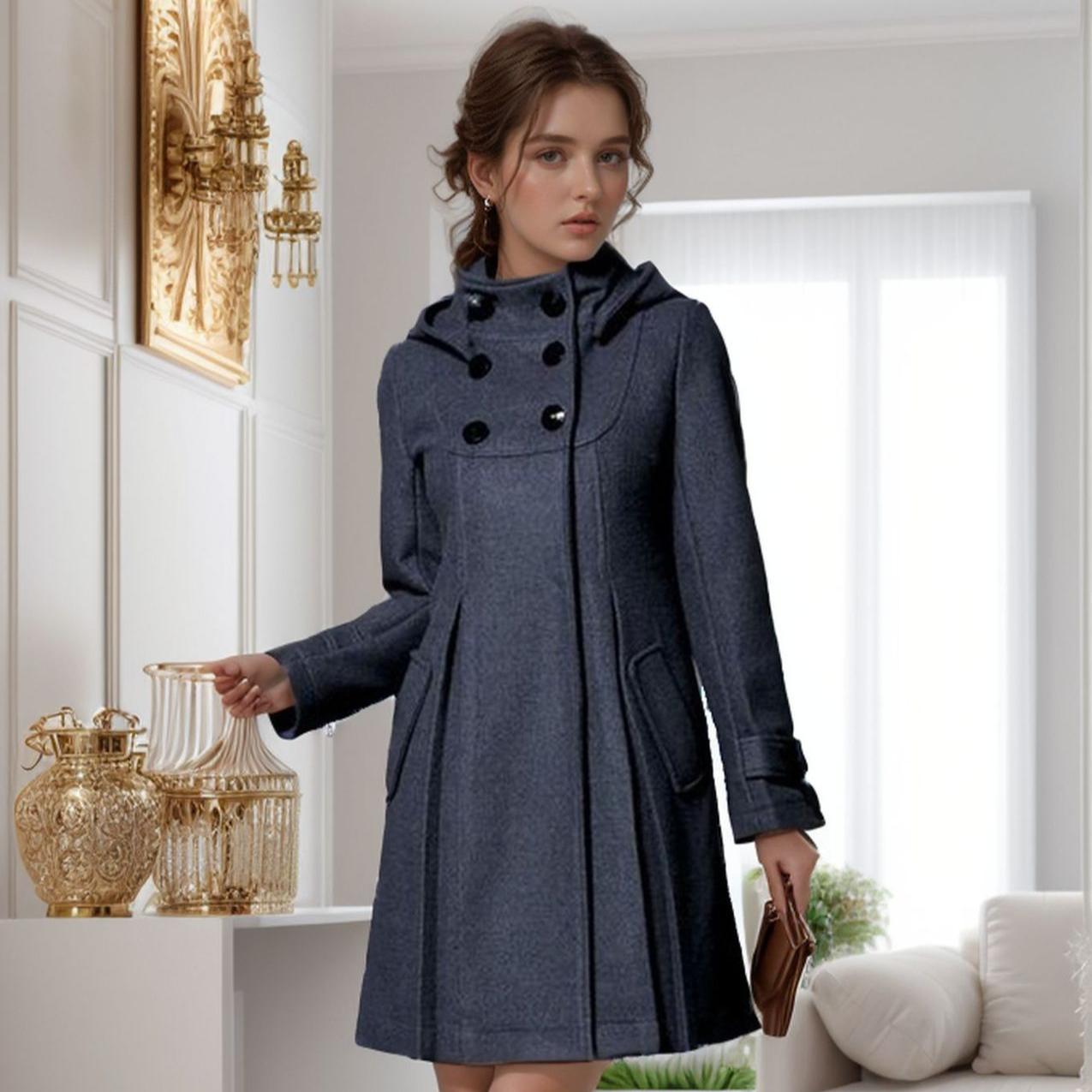 Herbst- und Winter Damenmantel Mittellang Kapuze Zweireihig Cape Damen Trenchcoat XL von Joom DACH