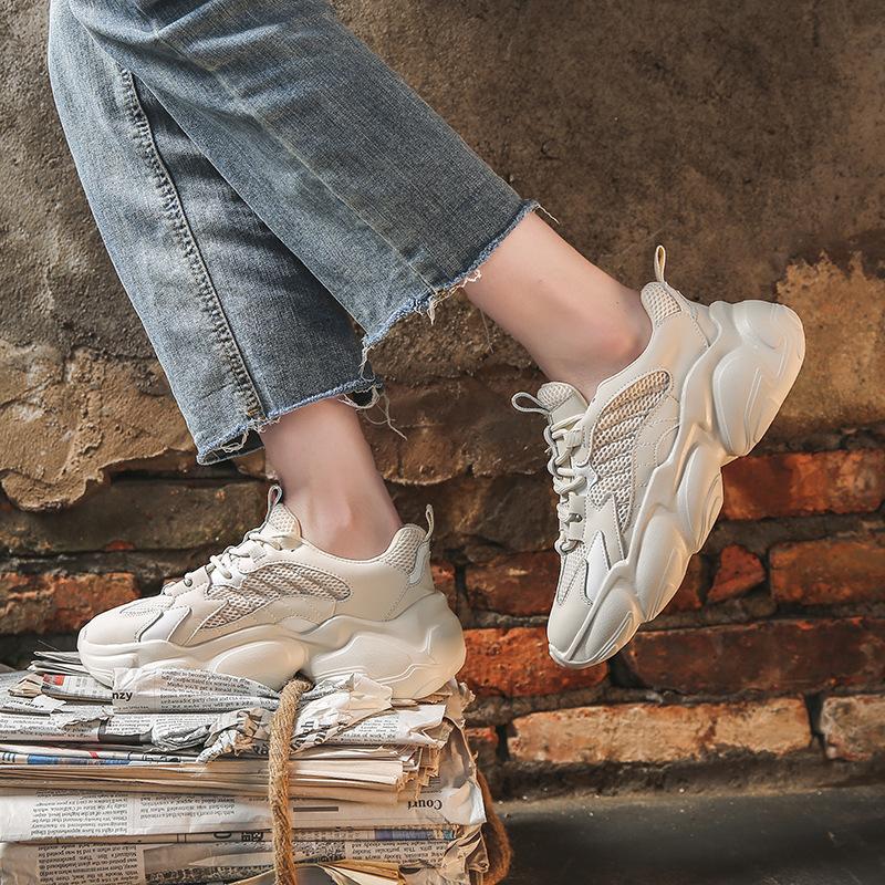 Herbst- und Winter-Damenschuhe Trendige Netzschuhe Damen Neue Sportschuhe Damen Stand Allround-Dad-Schuhe 40 beige von Joom DACH