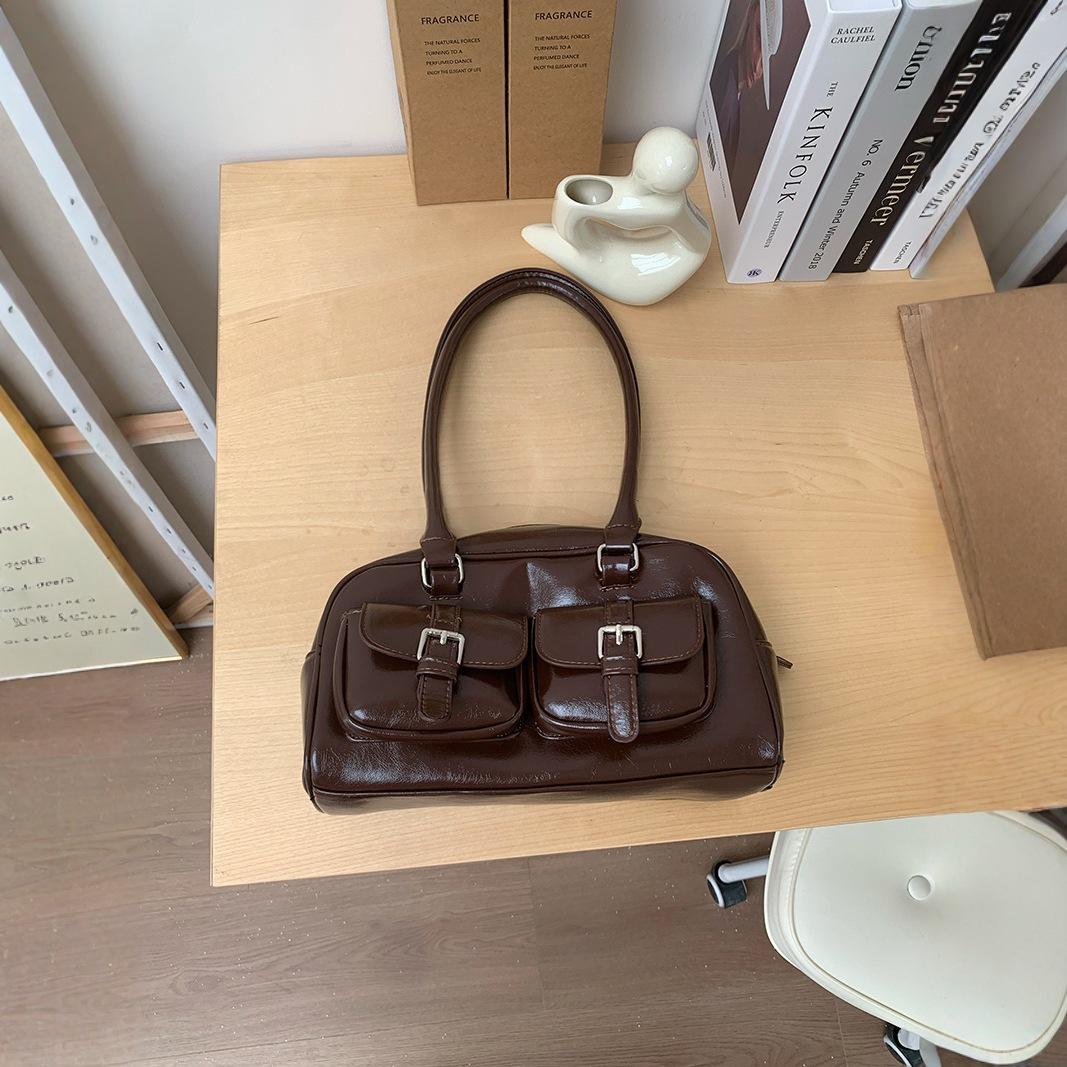 Herbst und Winter Großvolumige Ins Retro Bowling Schultertasche, Modische Pendler-Achseltasche von Joom DACH