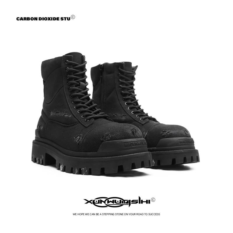 Herbst- und Winter-Herren-Canvas-Retro-Stiefel mit hohem Schaft, Used-Look-Martin-Boots, Workboots, Schneestiefel 41 schwarz von Joom DACH