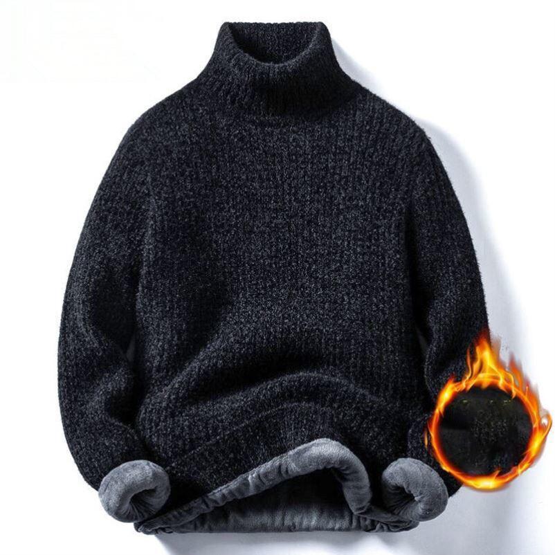 Herbst und Winter Herren Casual Solid Color Fleece Verdicken Rollkragenpullover XXXL dunkelgrau von Joom DACH