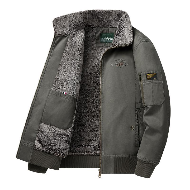 Herbst und Winter Herren Fleece Verdickte Reversjacke Mittleren Alters und Älterer Papas Trendy Casual Einfache Jacke Thermokleidung XL von Joom DACH