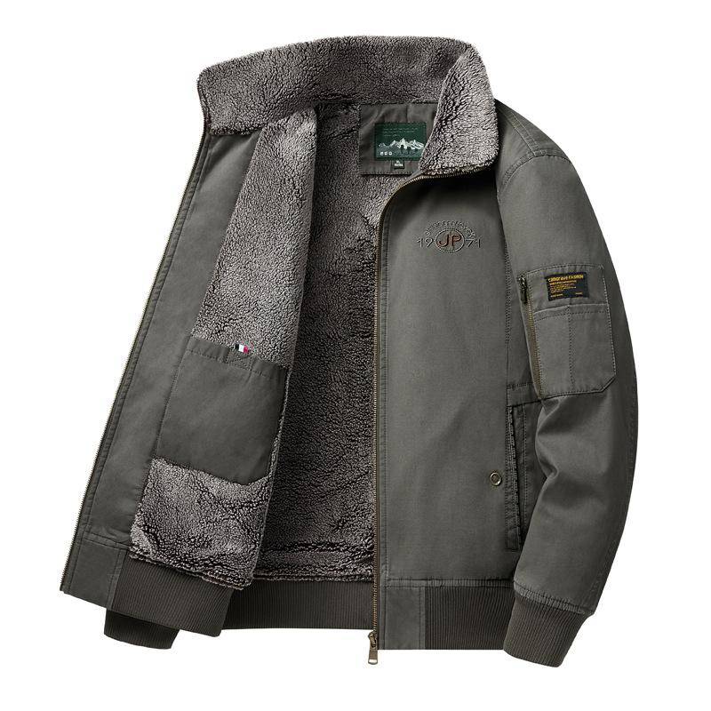 Herbst und Winter Herren Fleece Verdickte Reversjacke Mittleren Alters und Älterer Papas Trendy Casual Einfache Jacke Thermokleidung XL von Joom DACH
