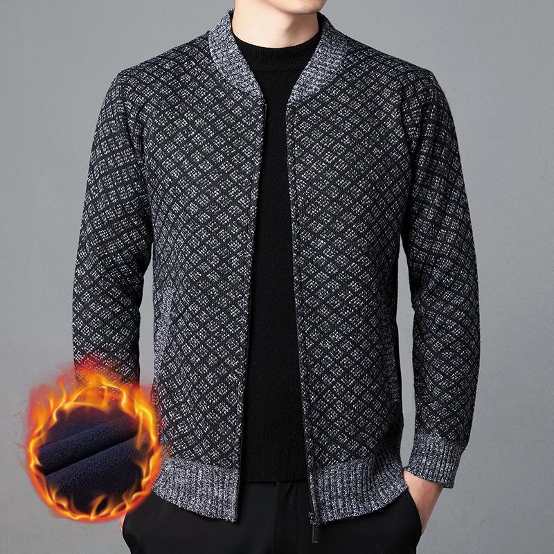 Herbst und Winter Herren Fleece verdickt Pullover Stehkragen lässig gestrickt Mode Herrenmantel 165 von Joom DACH