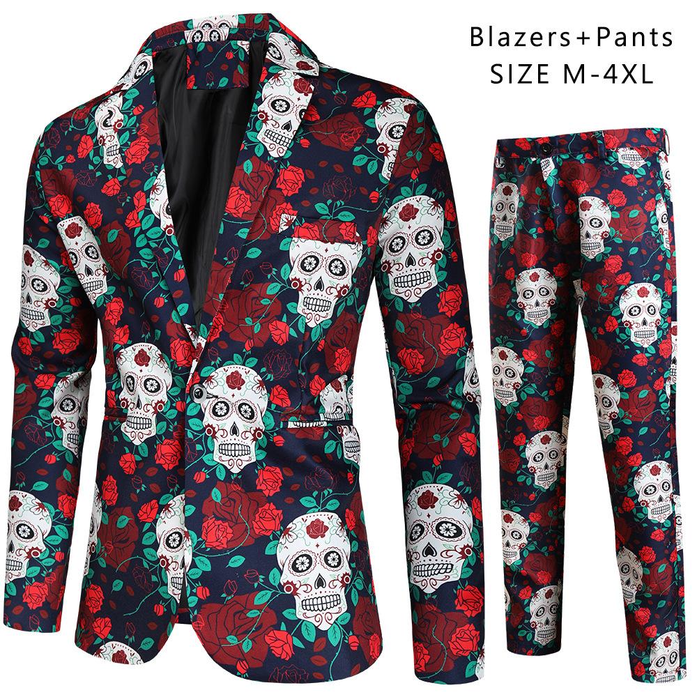 Herbst und Winter Herren Freizeitanzug Anzug Herren 3D bedruckter Anzug 2-teiliges Set XL von Joom DACH