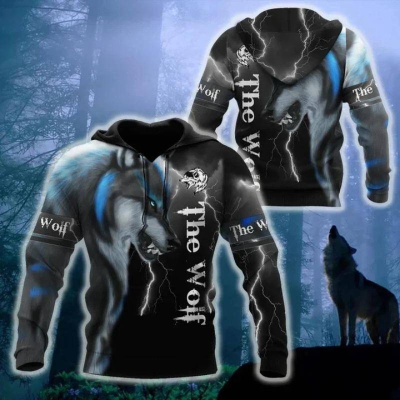 Herbst und Winter Herren Hoodies Tier Wolf Muster 3D Druck Langarm Lose Street Fashion Pullover Herrenbekleidung 6XL 2XL von Joom DACH