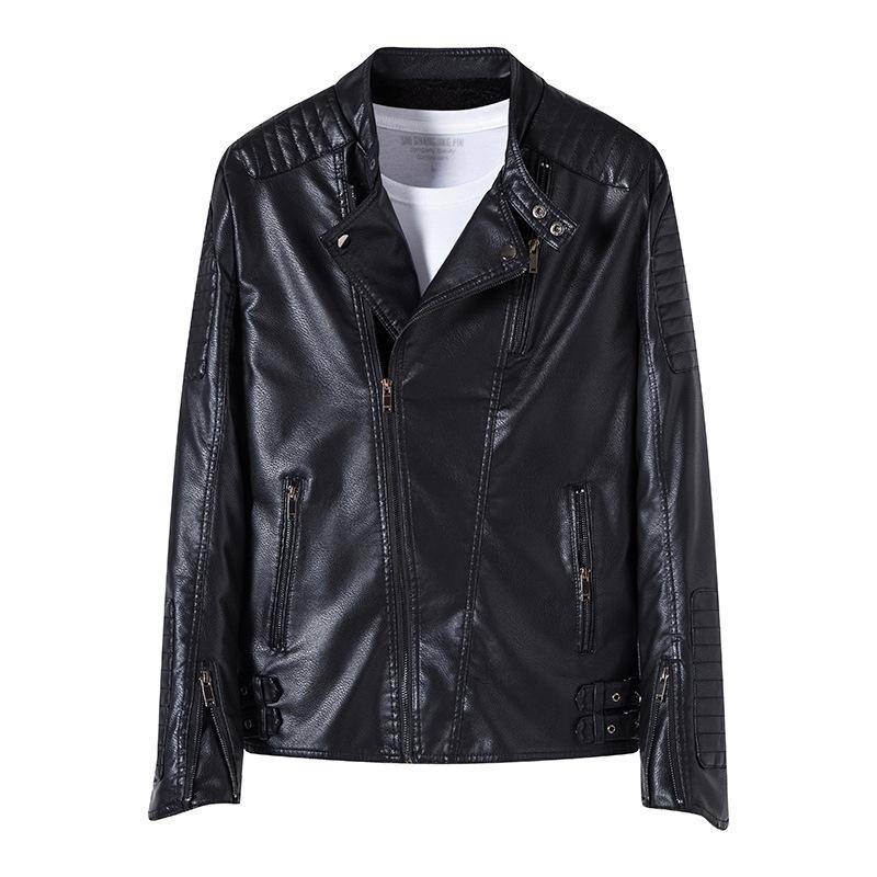 Herbst und Winter Herren Lederjacke Lederjacke Lokomotive PU Leder Samt Casual Hübsche Jacke 4XL von Joom DACH