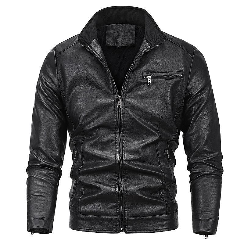 Herbst und Winter Herren Lederjacken Neue Herren PU Leder Motorradjacken Plus Samt Lederjacken Herren Lederjacken Trendy XL von Joom DACH
