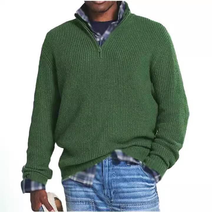 Herbst und Winter Herren Pullover Casual Bottoming Strickpullover Reißverschluss Rollkragenpullover XXXL grün von Joom DACH