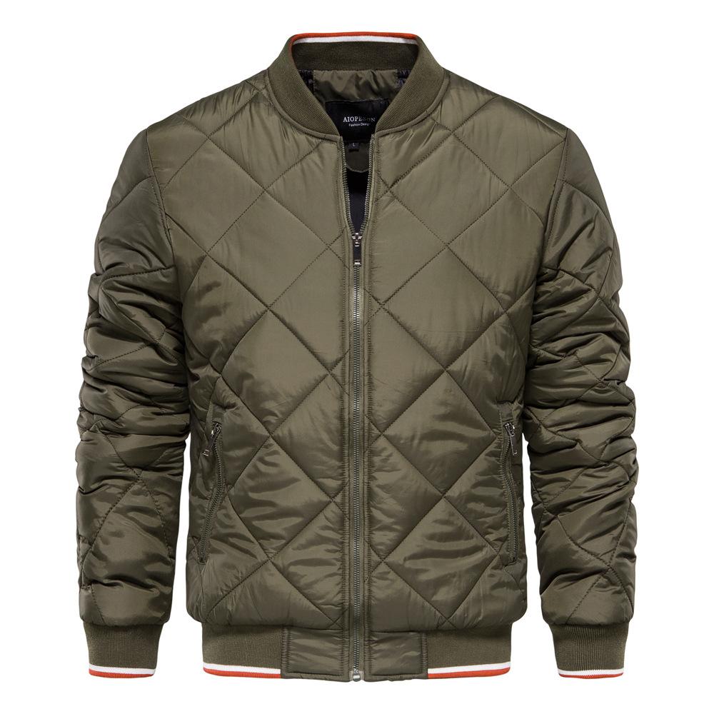 Herbst und Winter Herren Stehkragen Baumwolljacke Feste Lässige Baumwolljacke Reißverschluss Baumwolljacke Herren XXL armee grüne von Joom DACH