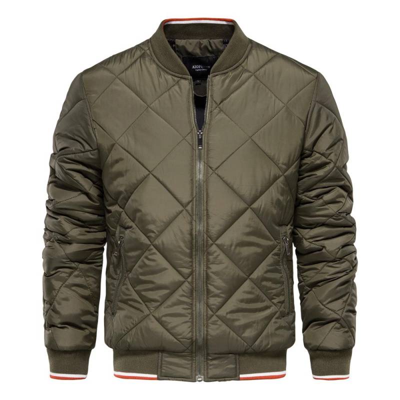 Herbst und Winter Herren Stehkragen Baumwolljacke Feste Lässige Baumwolljacke Reißverschluss Baumwolljacke Herren XXL armee grüne von Joom DACH