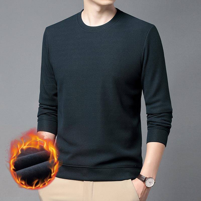Herbst und Winter Herren-Sweatshirt aus Waffelsamt, verdicktes warmes Sweatshirt, lässig, vielseitig, einfarbig, Unterhemd, Sweatshirt für Männer XXXXL von Joom DACH