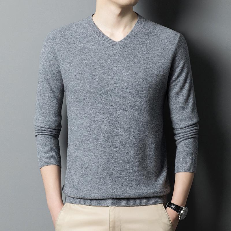 Herbst und Winter Herren Wollpullover Mode Pullover V-Ausschnitt Wollpullover Herrenbekleidung 3XL von Joom DACH