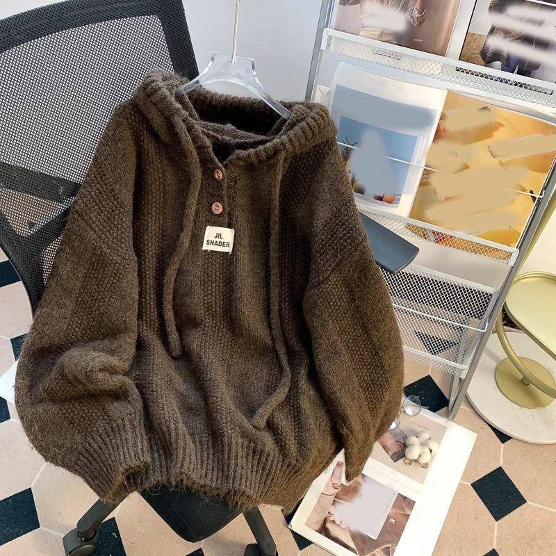 Herbst und Winter Kapuzenpullover Damen Langarm Warme Knöpfe Lockerer Pullover Solides Sweatshirt M kaffeebraun Herbst und Winter Kapuzenpullover Damen Langarm Warme Knöpfe Lockerer Pullover Solides Sweatshirt M kaffeebraun von Joom DACH