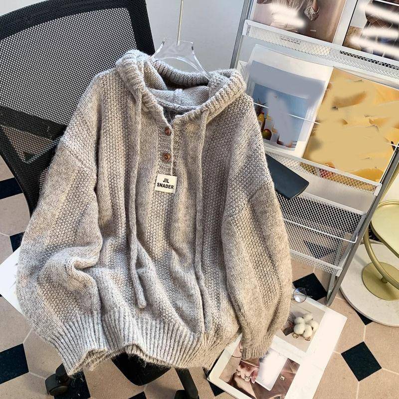 Herbst und Winter Kapuzenpullover Damen Langarm Warme Knöpfe Lockerer Pullover Solides Sweatshirt XXL khaki Herbst und Winter Kapuzenpullover Damen Langarm Warme Knöpfe Lockerer Pullover Solides Sweatshirt XXL khaki von Joom DACH