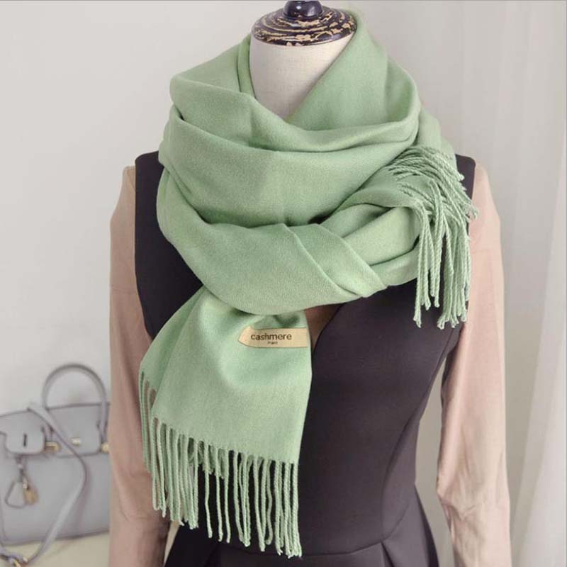 Herbst und Winter Kaschmirschal Damen einfarbiger Wollschal Allgleiches verdickter Dual-Use-Quastenlätzchen Männer und Frauen Paare One size von Joom DACH