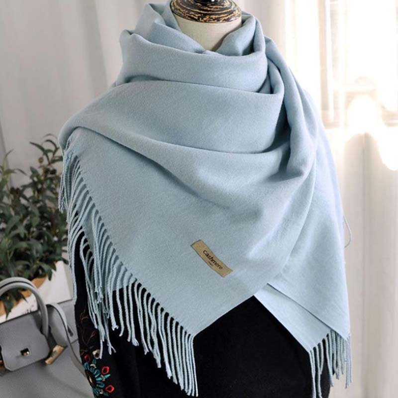 Herbst und Winter Kaschmirschal Damen einfarbiger Wollschal Allgleiches verdickter Dual-Use-Quastenlätzchen Männer und Frauen Paare One size von Joom DACH