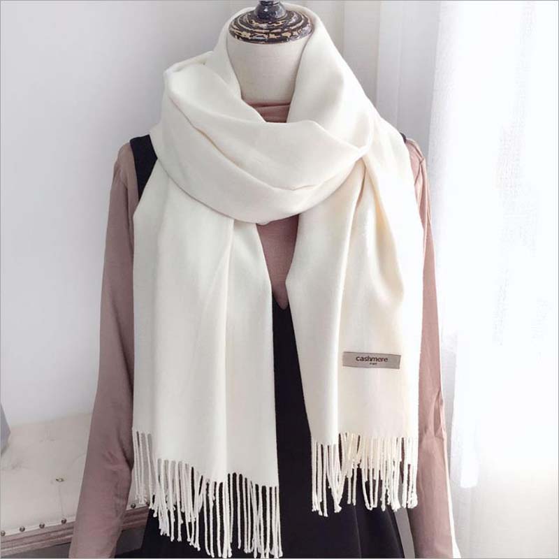 Herbst und Winter Kaschmirschal Damen einfarbiger Wollschal Allgleiches verdickter Dual-Use-Quastenlätzchen Männer und Frauen Paare One size von Joom DACH