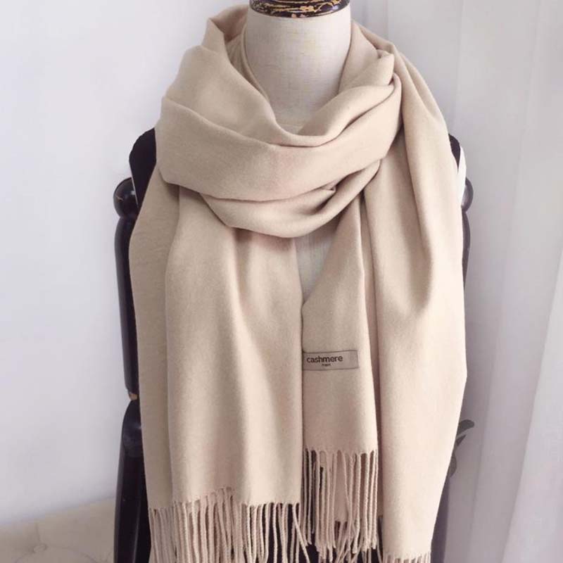 Herbst und Winter Kaschmirschal Damen einfarbiger Wollschal Allgleiches verdickter Dual-Use-Quastenlätzchen Männer und Frauen Paare One size von Joom DACH