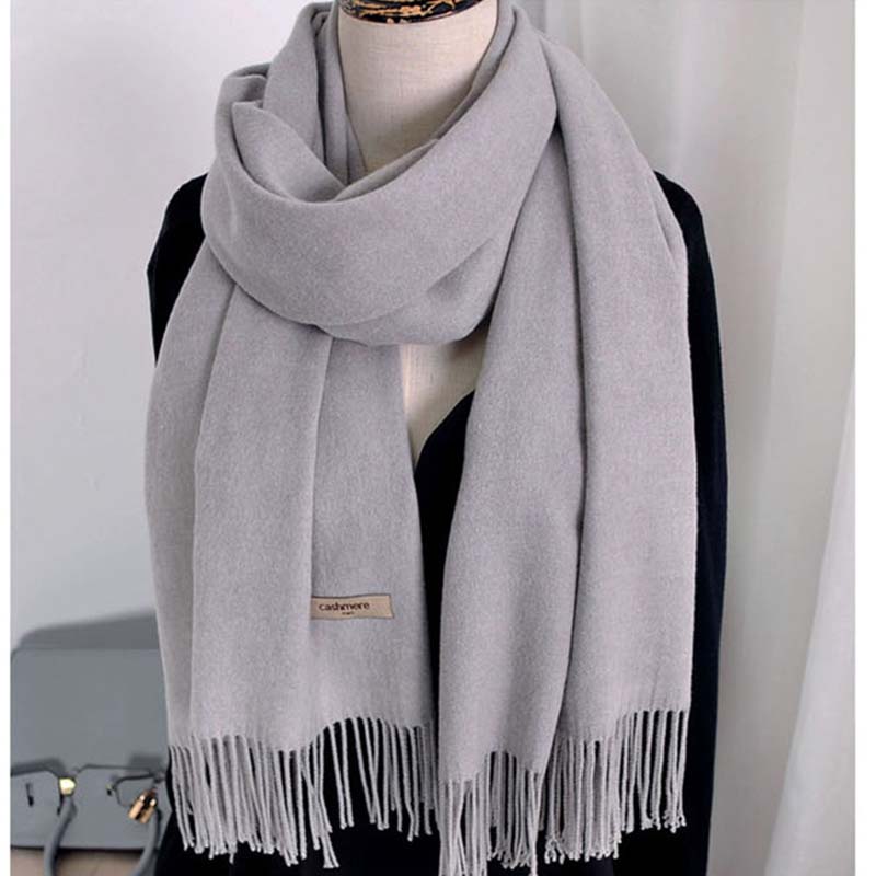 Herbst und Winter Kaschmirschal Damen einfarbiger Wollschal Allgleiches verdickter Dual-Use-Quastenlätzchen Männer und Frauen Paare One size von Joom DACH