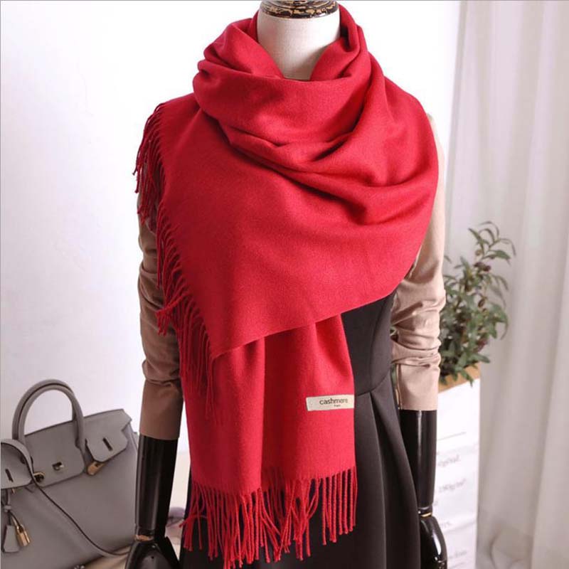 Herbst und Winter Kaschmirschal Damen einfarbiger Wollschal Allgleiches verdickter Dual-Use-Quastenlätzchen Männer und Frauen Paare One size von Joom DACH