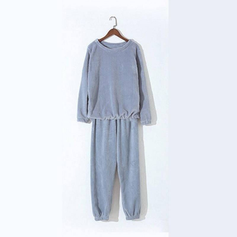 Herbst- und Winter-Korallenfleece-Pyjama für Damen, Dick und warm Flanell lang Hauskleidung, Modisches Übergrößen-Cardigan-Set one size von Joom DACH