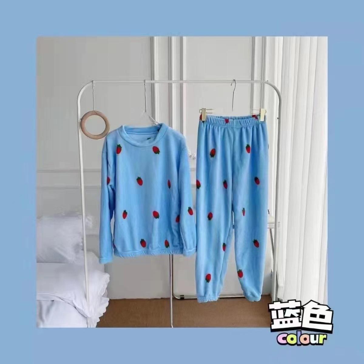 Herbst- und Winter-Korallenfleece-Pyjama für Damen, Dick und warm Flanell lang Hauskleidung, Modisches Übergrößen-Cardigan-Set one size von Joom DACH