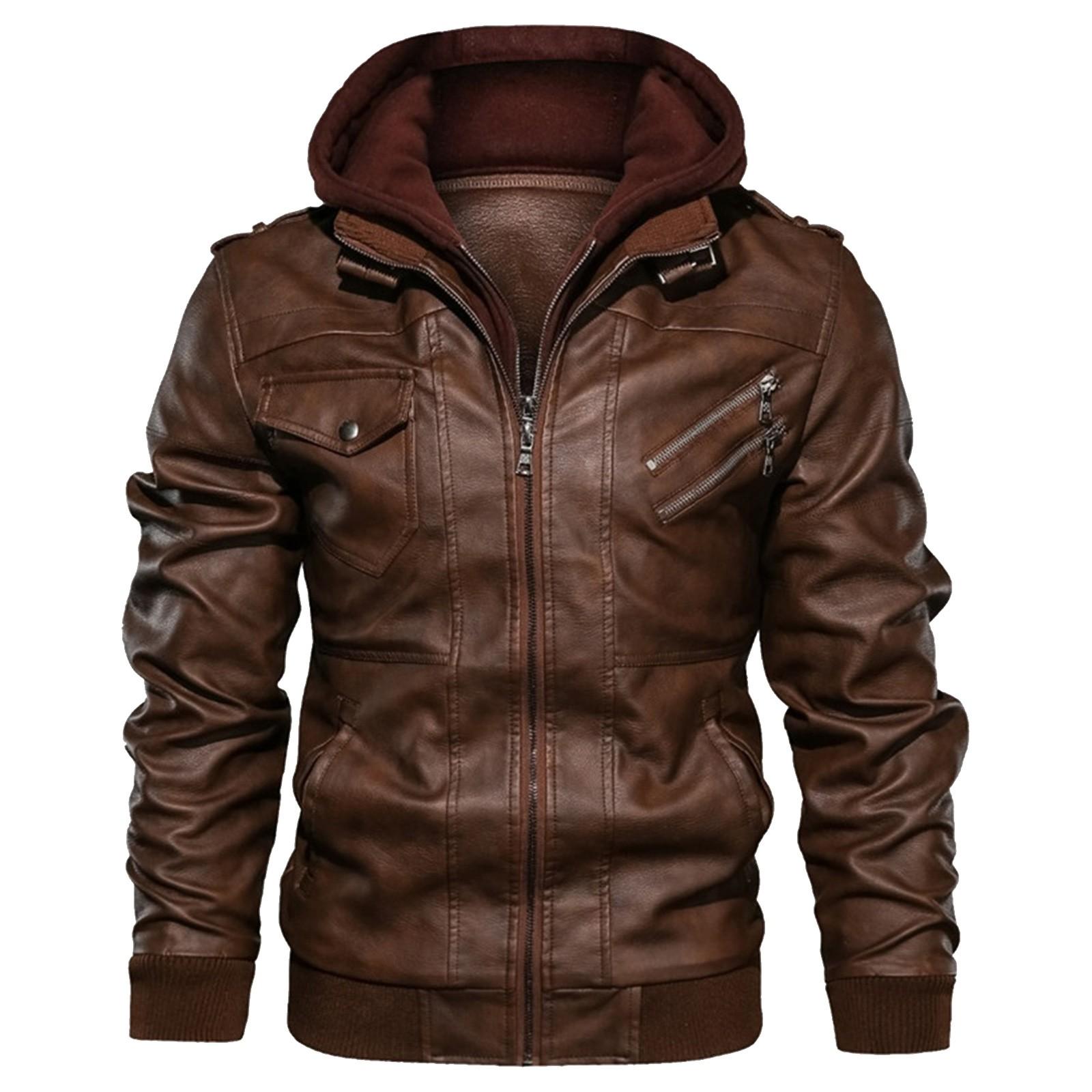 Herbst und Winter Lederjacke Herren Trend lose Herrenjacke XL braun von Joom DACH