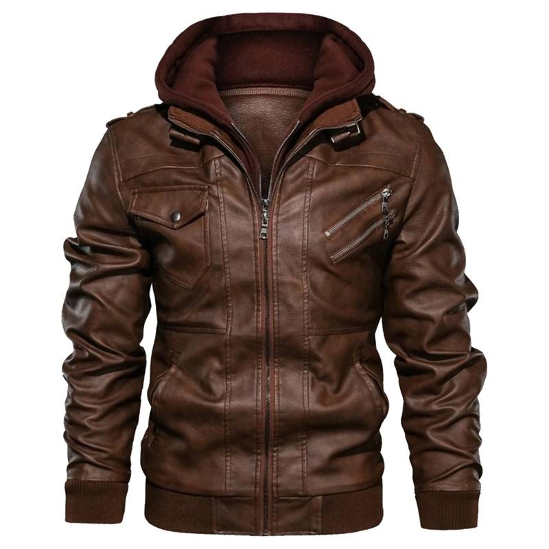 Herbst und Winter Lederjacke Herren Trend lose Herrenjacke XL braun von Joom DACH