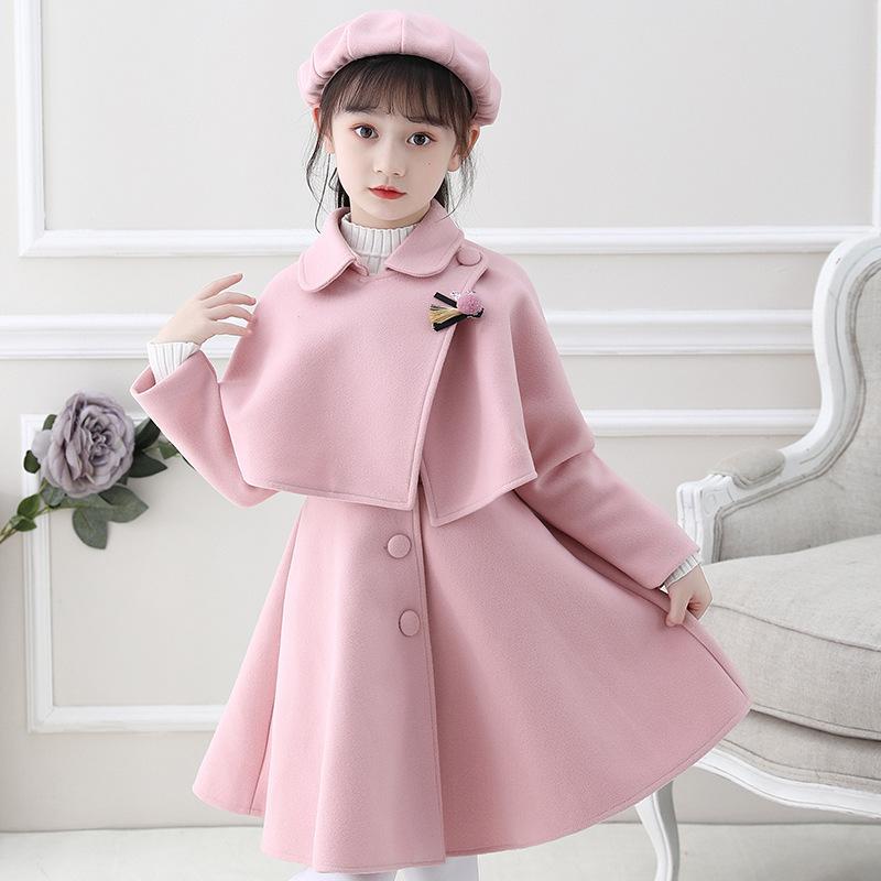 Herbst und Winter Mädchen Anzug koreanischen Stil mittlere und große Kinder Wollweste Rock kleines Mädchen modische Prinzessin Kleid 130cm rosa von Joom DACH