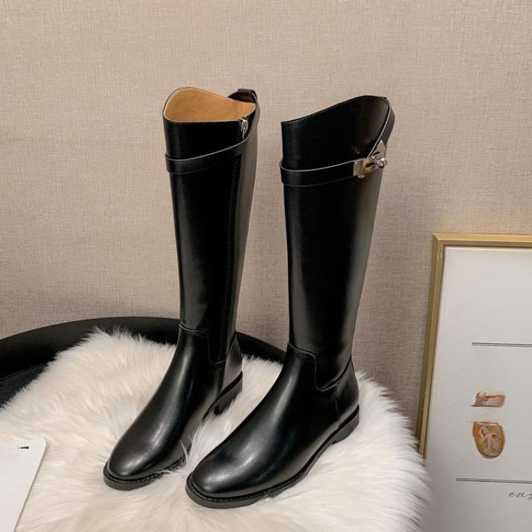 Herbst und Winter Mode Stiefel Spitz Dicken Absätzen Ritter Stiefel Mittelhohe Stiefel Frauen 40 schwarz von Joom DACH