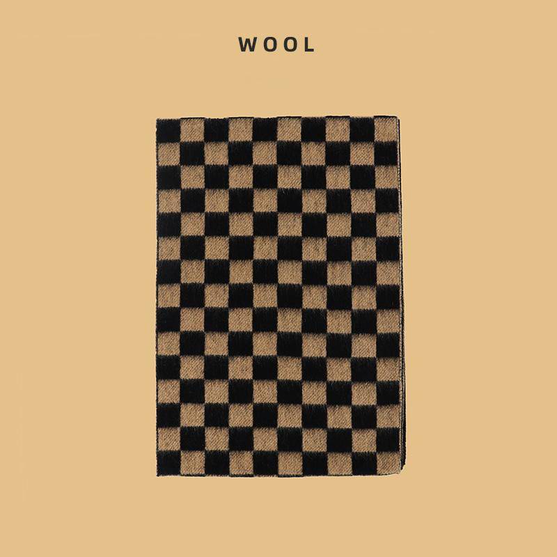 Herbst und Winter Neu Damen Maillard Stil 100% Wollschal, Modischer Karoschal, Dickes und warmes Herrenschal 180*30cm von Joom DACH