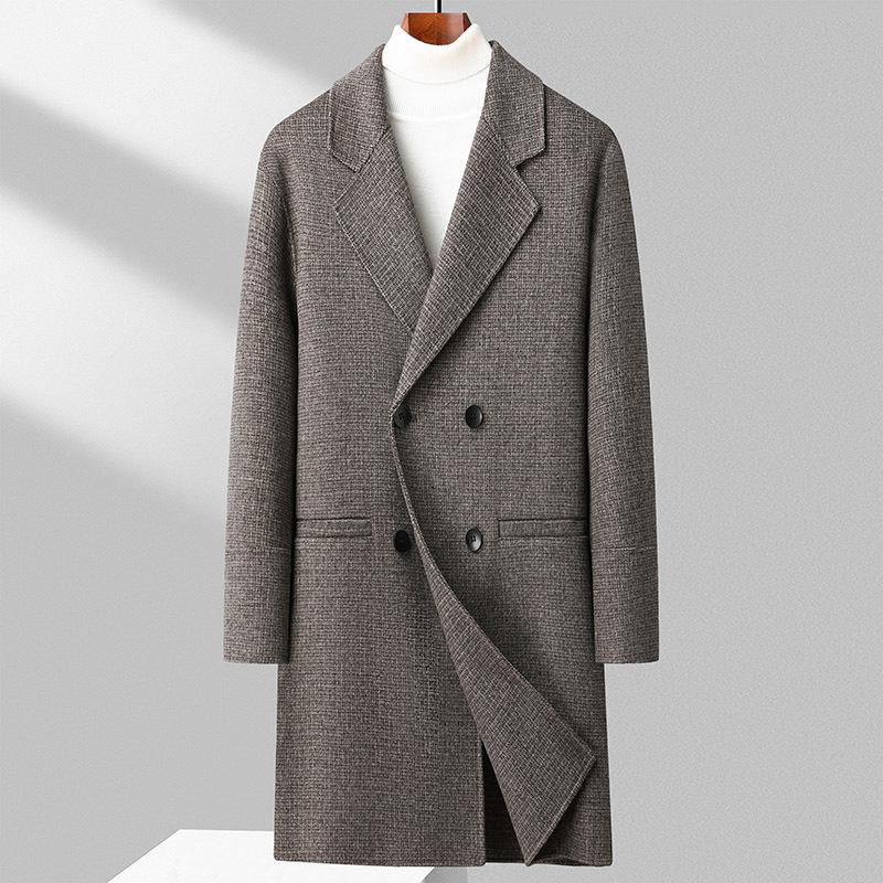 Herbst und Winter Neu Herren Koreanischer Stil Slim Zweireihiger Handgefertigter Beidseitiger Wollmantel Mittellang Übergröße Herrenbekleidung 6XL von Joom DACH