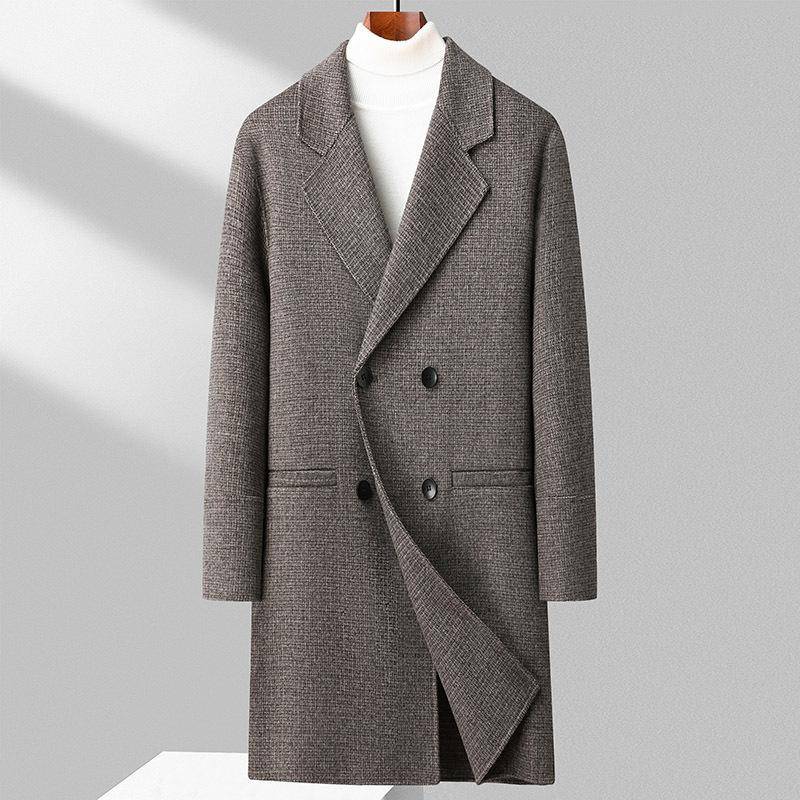 Herbst und Winter Neu Herren Koreanischer Stil Slim Zweireihiger Handgefertigter Beidseitiger Wollmantel Mittellang Übergröße Herrenbekleidung 6XL von Joom DACH