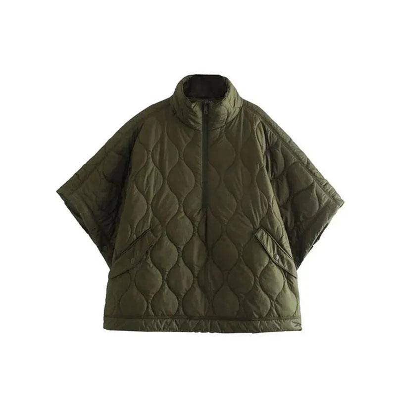 Herbst und Winter Neue Damen Stehkragen Lose Mittelärmelige Rautensteppung Wasserdichter Mantelmantel XS grün von Joom DACH