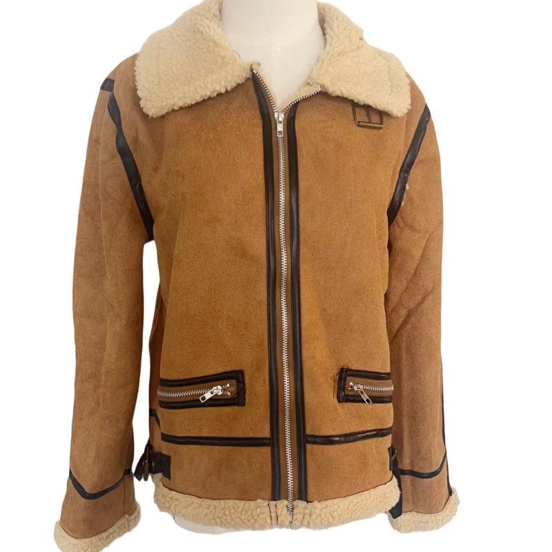 Herbst und Winter Neue Damenbekleidung Kurze Lederjacke Damen Pelz Dicker Mantel XXL von Joom DACH