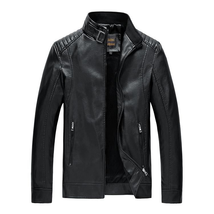 Herbst und Winter Neue Herren Lederjacke Lässige Motorrad PU Lederjacke Plus Samt Große Größe Jacke Trendy L von Joom DACH