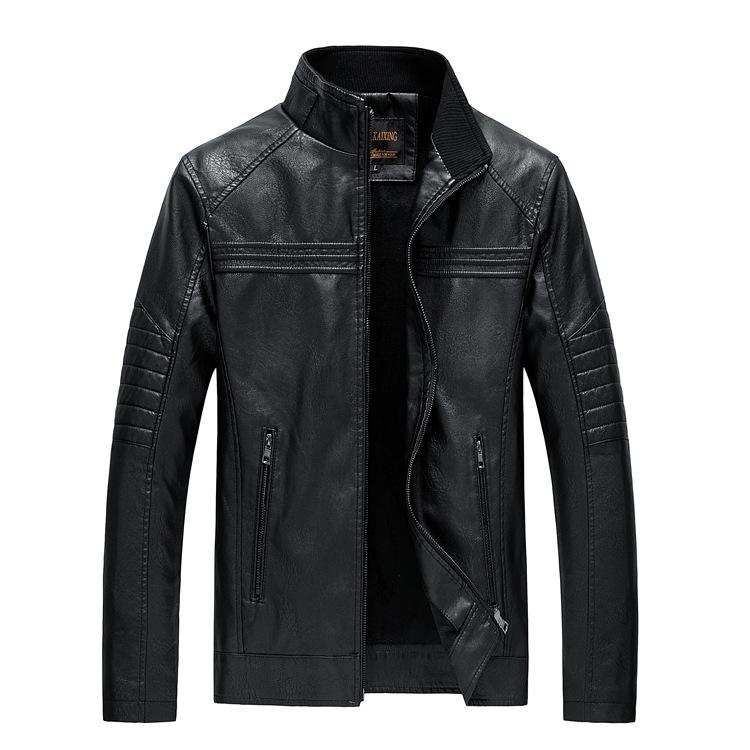 Herbst und Winter Neue Herren-Lederjacken, Herren-Motorrad-Lederjacken mit Stehkragen, Trendy Jacken L von Joom DACH