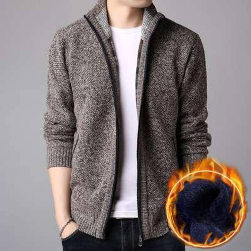 Herbst und Winter Neue Herren Stehkragen Strickjacke Reißverschluss Pullover Langarm Herrenjacke 3XL von Joom DACH