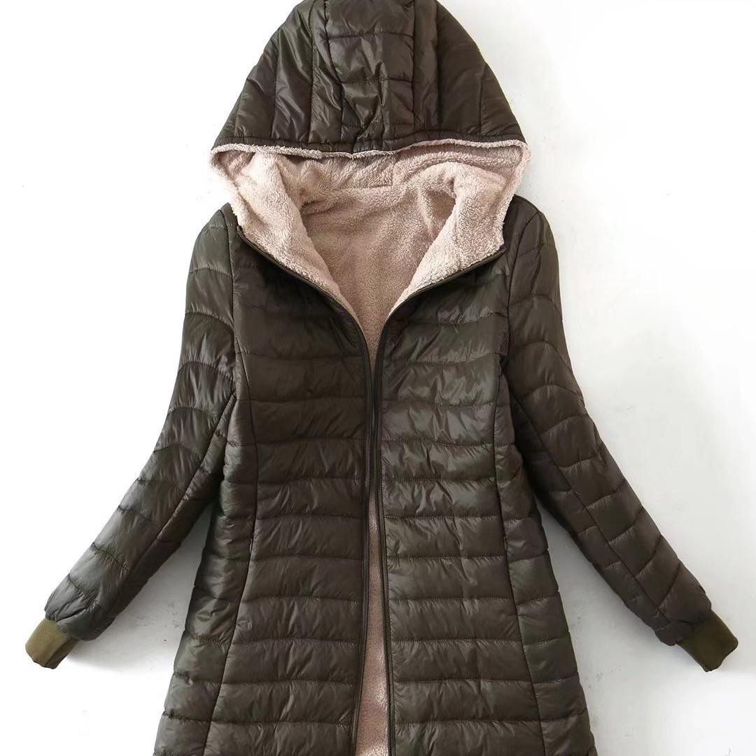 Herbst und Winter Neue Lange Kapuze Plüsch Baumwolle Jacke Warme Top für Frauen Oberbekleidung Frau Mode Kleidung Winter Kleidung XXXL grün von Joom DACH
