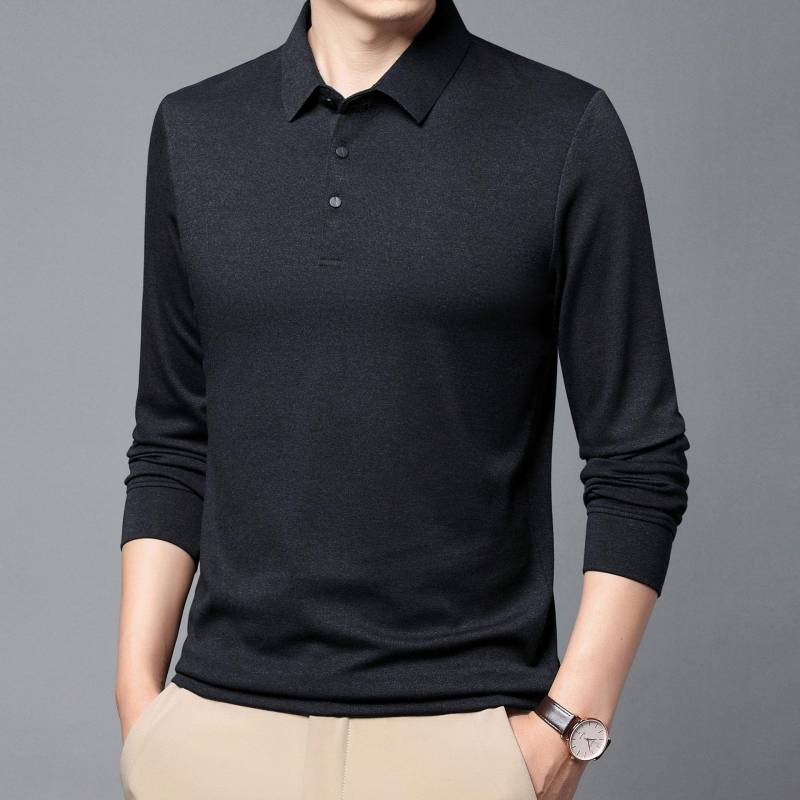 Herbst und Winter Neue Männer Langarm T-Shirt Revers Casual Loose Bottoming Shirt T-Shirt Top XL von Joom DACH