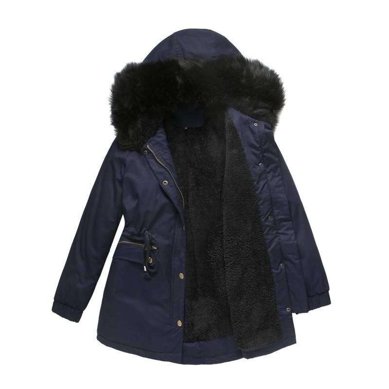 Herbst und Winter Neue Parkas für Damen sowie Samt-Baumwollmäntel für Damen mit Pelzkragen, warme Jacken mit Kapuze, lockere Baumwollmäntel M von Joom DACH
