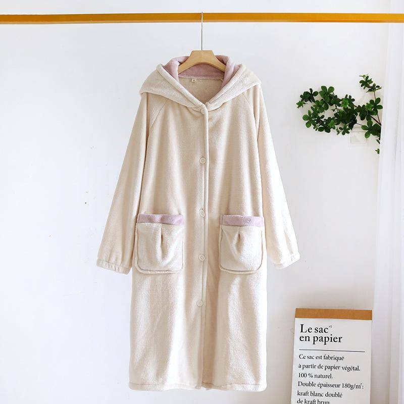 Herbst und Winter Neue Stil Paare Einfarbig Nachthemd Flanell Kleid Männer und Frauen Korallen Samt Einfache Pyjamas Hause Kleidung XL von Joom DACH