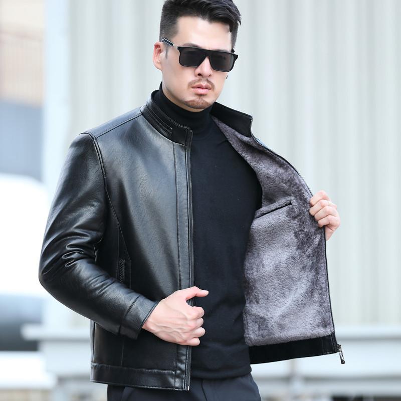 Herbst und Winter Neue Stil Schaffell Echtes Leder Jacke herren Pelz Einteiliges Verdickt Leder Jacke Mittleren Alters Jacke herren Kleidung M von Joom DACH