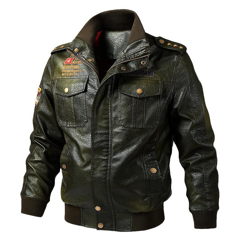 Herbst und Winter Neue Stil Stehkragen herren Motorrad Lederjacke Gewaschen PU Leder Jacke Trendy 6XL von Joom DACH