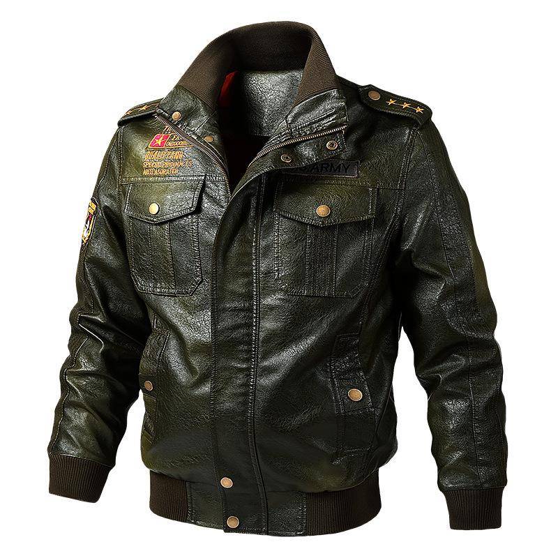 Herbst und Winter Neue Stil Stehkragen herren Motorrad Lederjacke Gewaschen PU Leder Jacke Trendy 6XL von Joom DACH